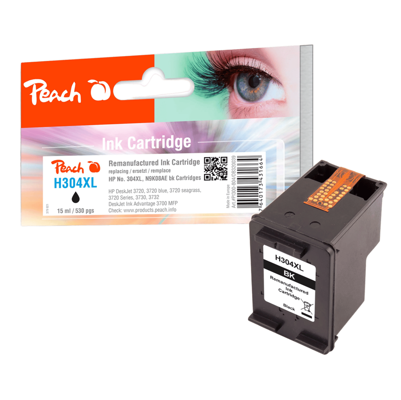 Peach Blekkpatron tilsvarer HP 304XL - Svart