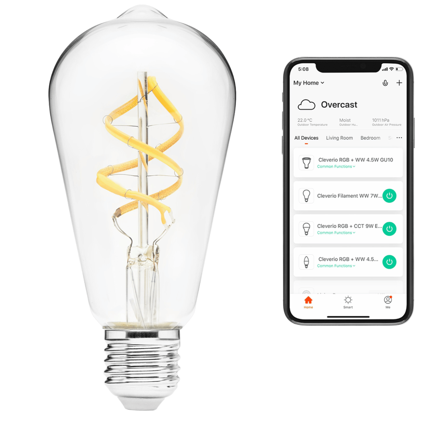 Cleverio Smart E27 ST64 Filament LED-pære 380 lm