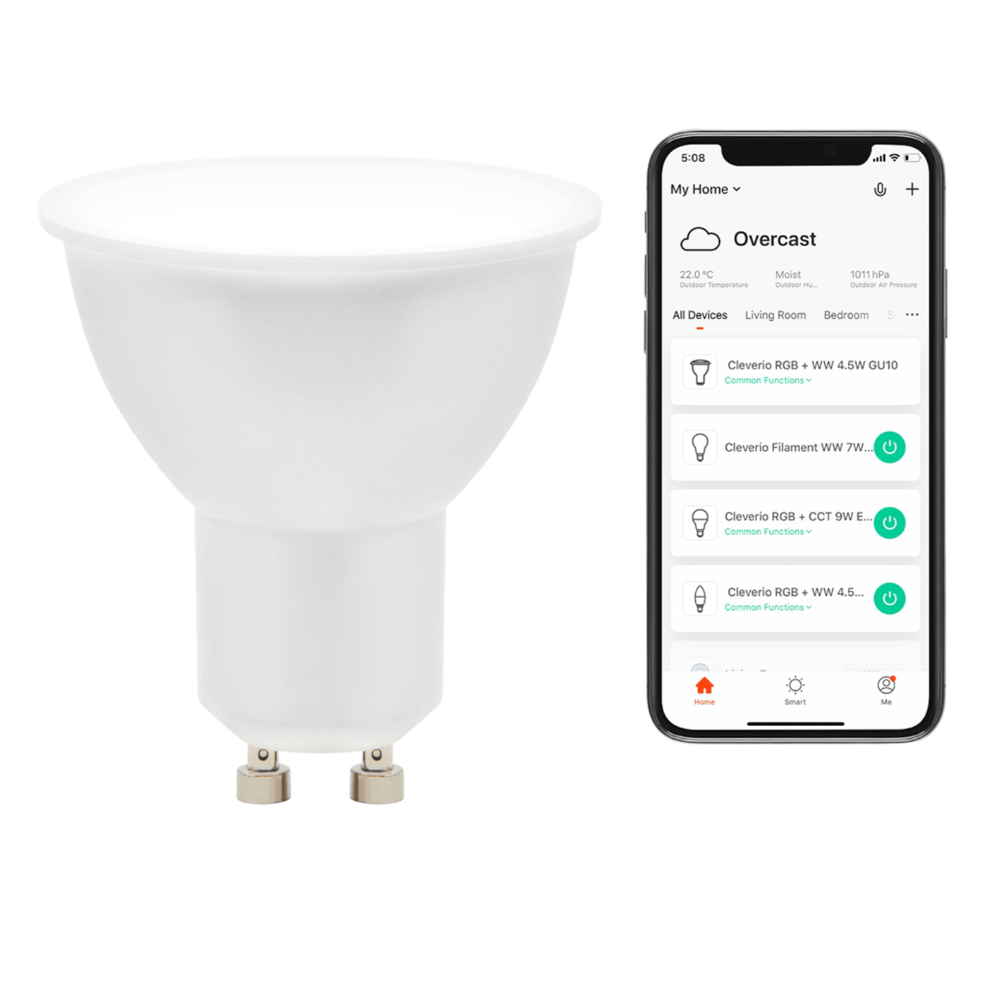 Cleverio Smart GU10 RGB LED-lampa 400 lm