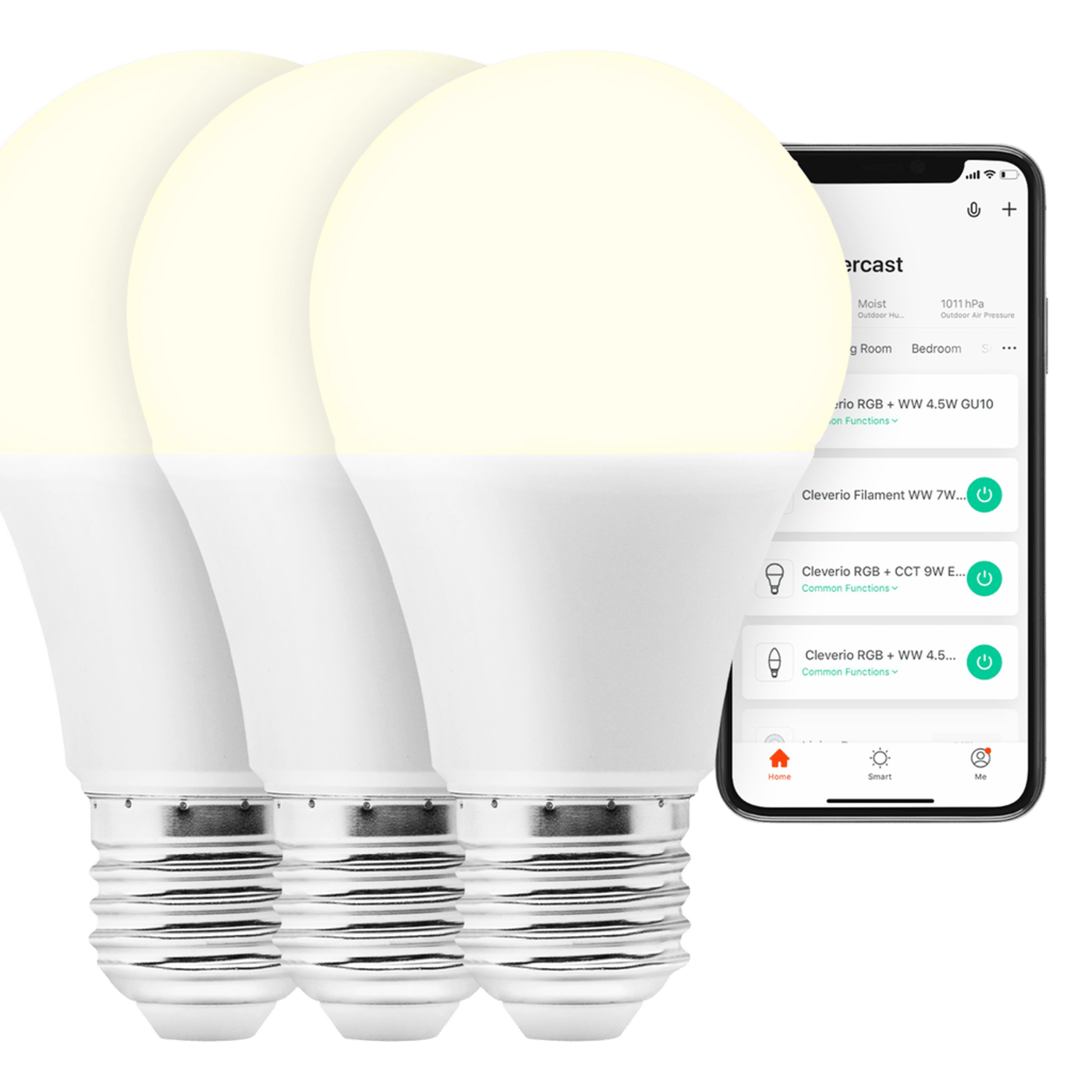 Cleverio Smart E27 LED-lampa 806 lm 3-pack