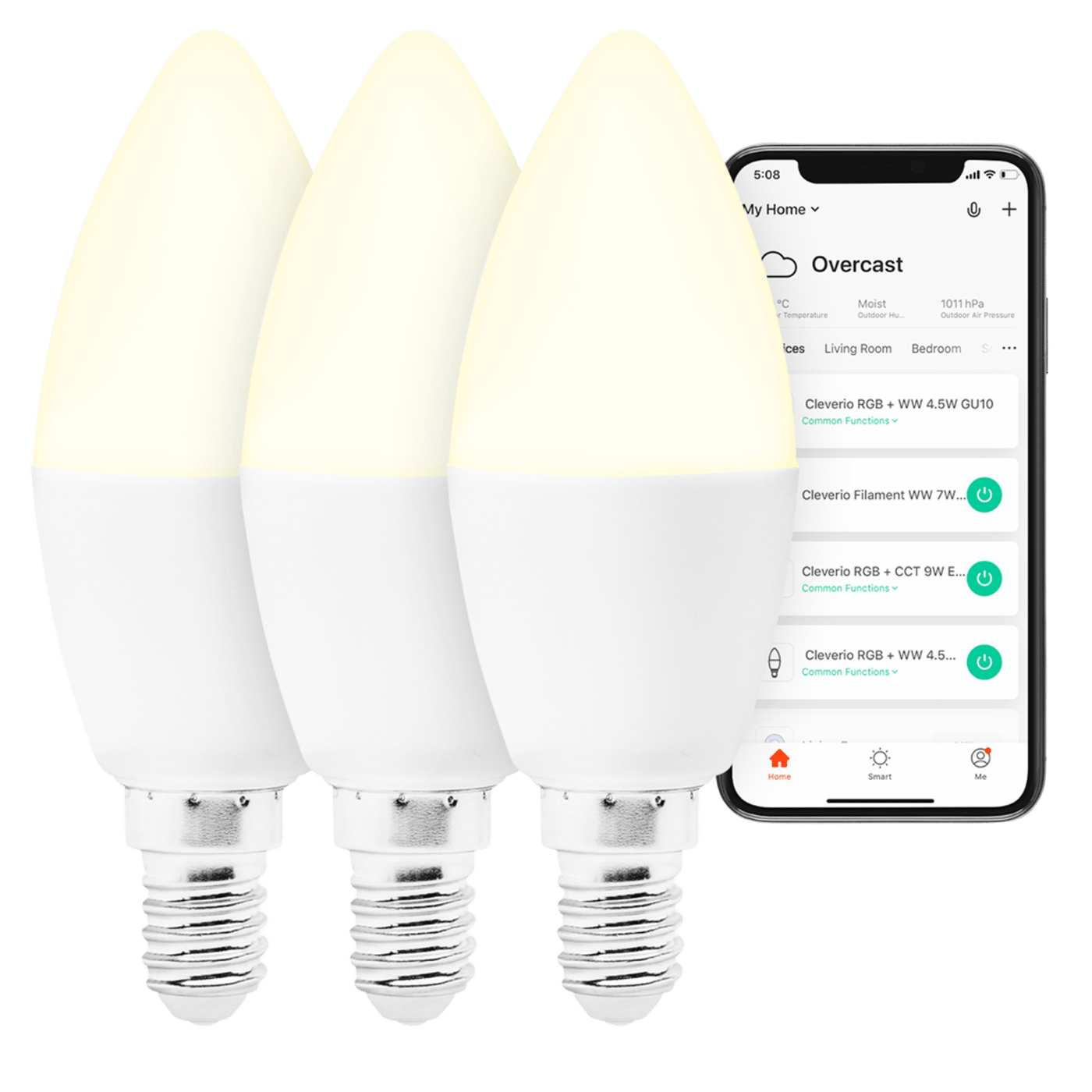 Cleverio Smart E14 LED-pære 470 lm 3-pk.