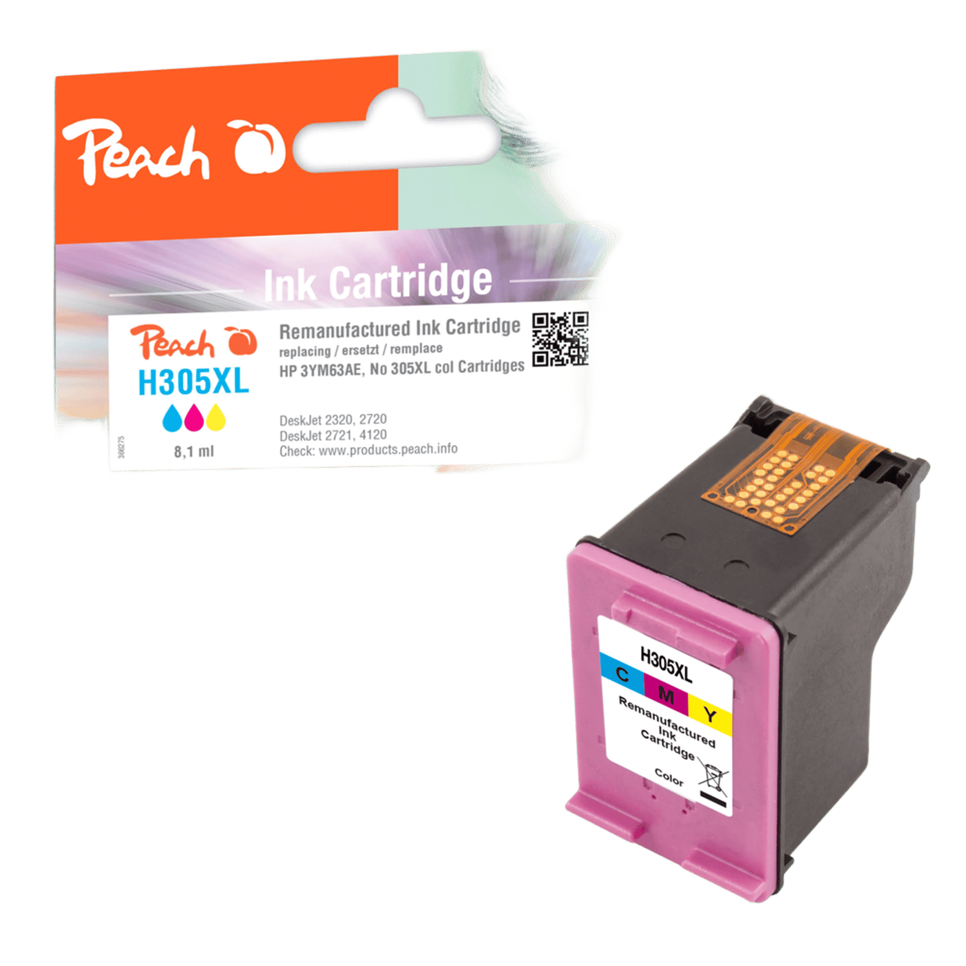 Peach Bläckpatron motsvarar HP 305XL Färg