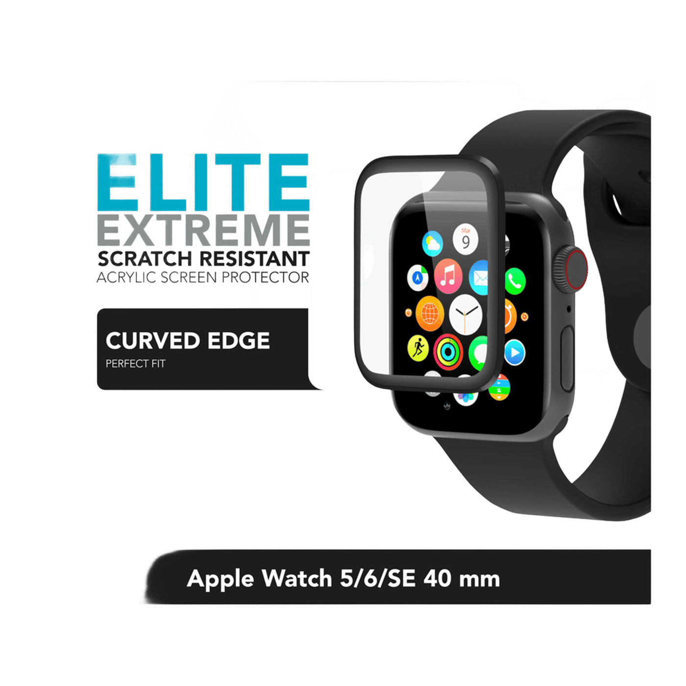 Linocell Elite Extreme Curved Skjermbeskytter for Apple Watch Series 5, 6 og SE 40 mm