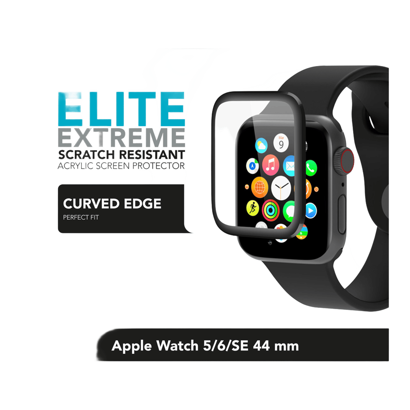 Linocell Elite Extreme Curved Skjermbeskytter for Apple Watch Series 5, 6 og SE 44 mm