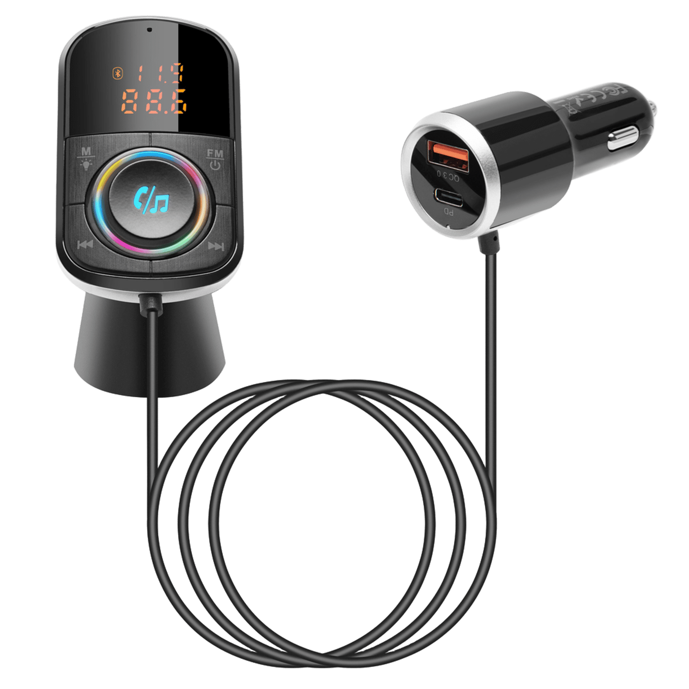 Linocell FM-sender med Bluetooth og hurtiglading