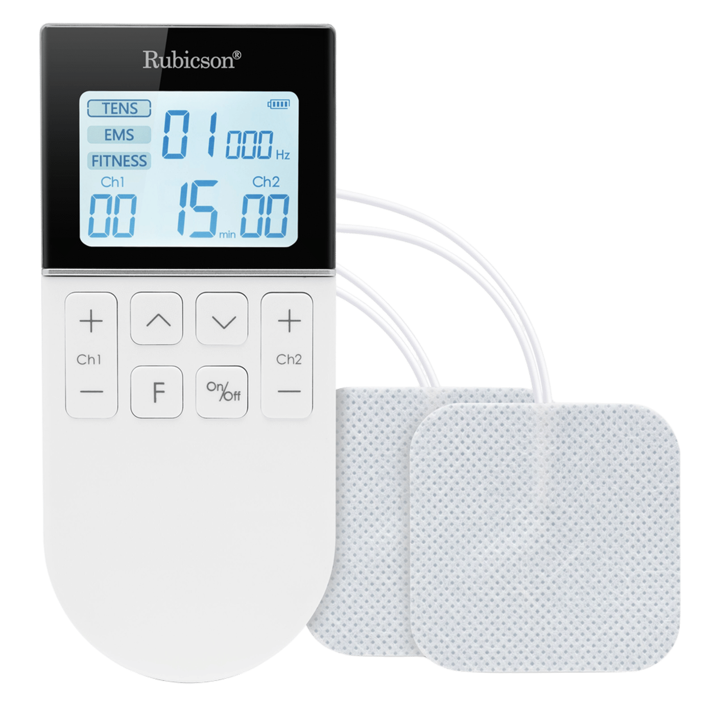 Rubicson TENS/EMS-muskelstimulator med 4 elektrodplattor