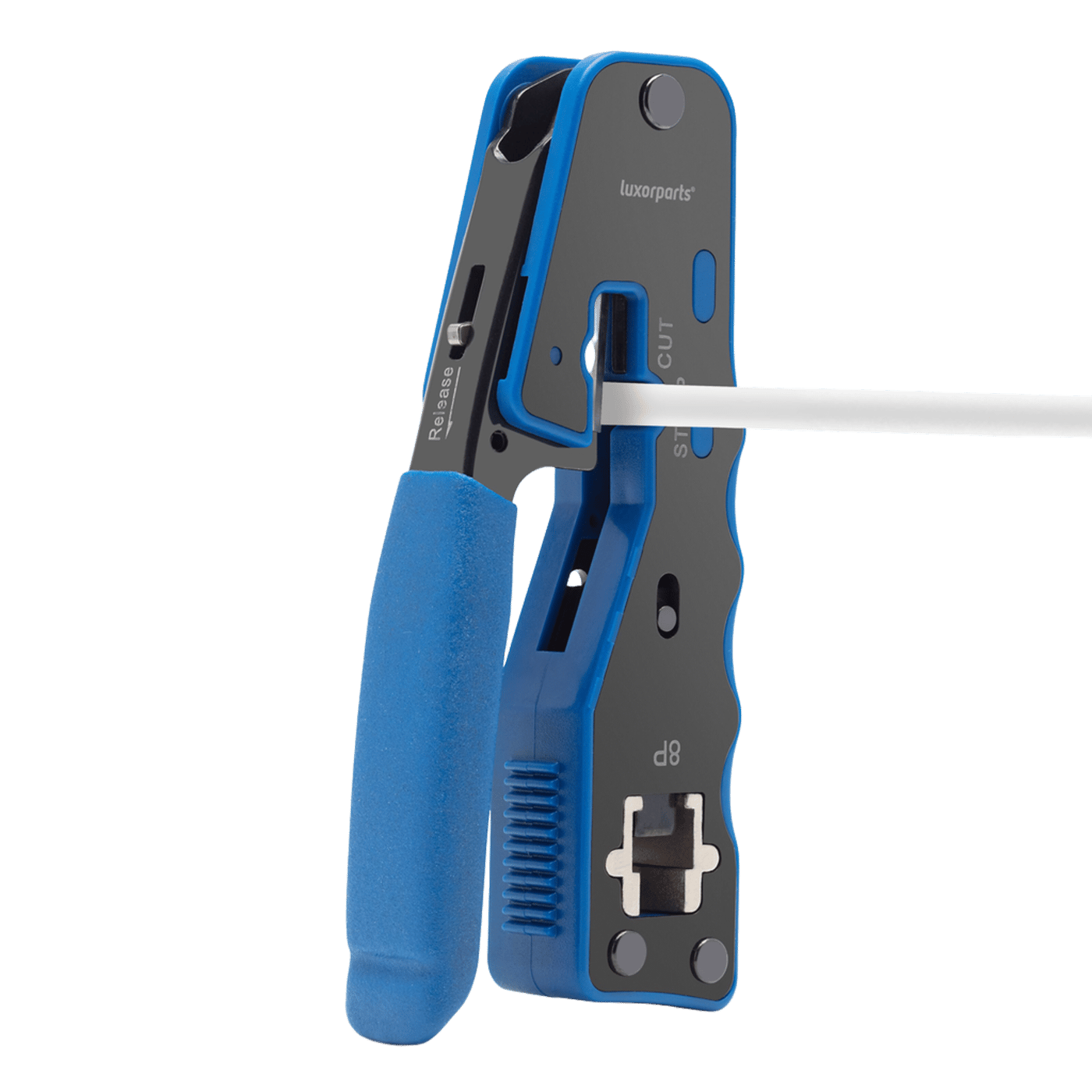 Luxorparts Krympetang med klippe- og dekselfunksjon for RJ45-kontakter