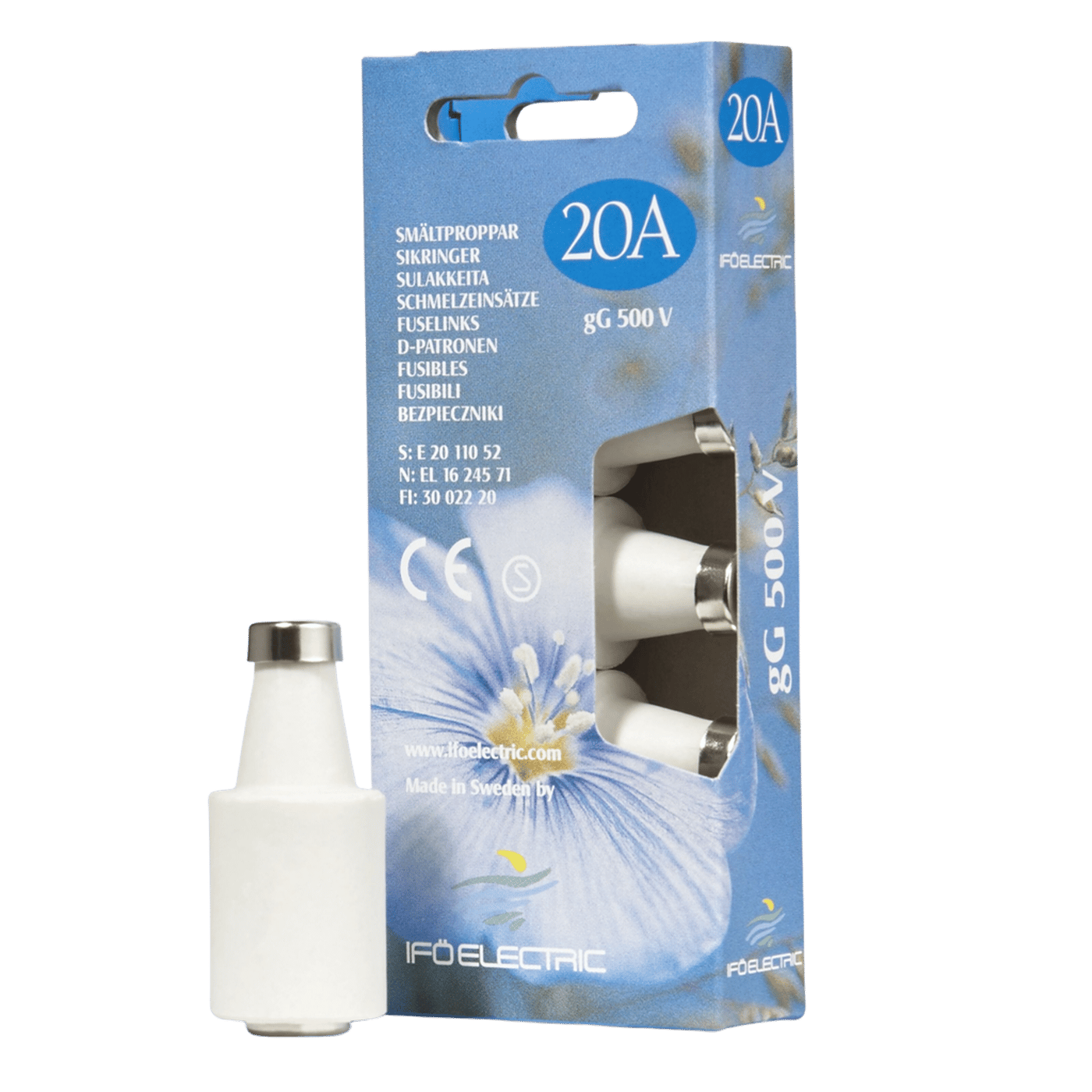 Smältpropp 5-pack 20 A Blå
