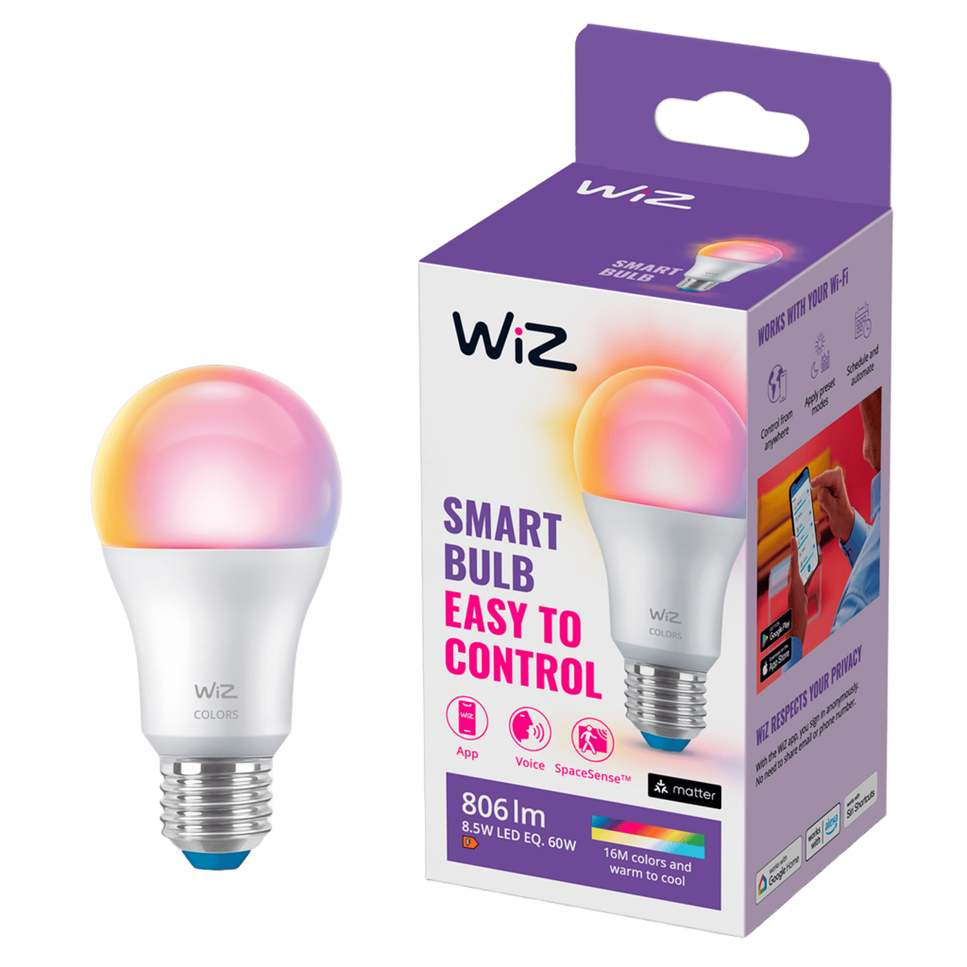 WiZ Color A60 Smart LED-pære E27 806 lm