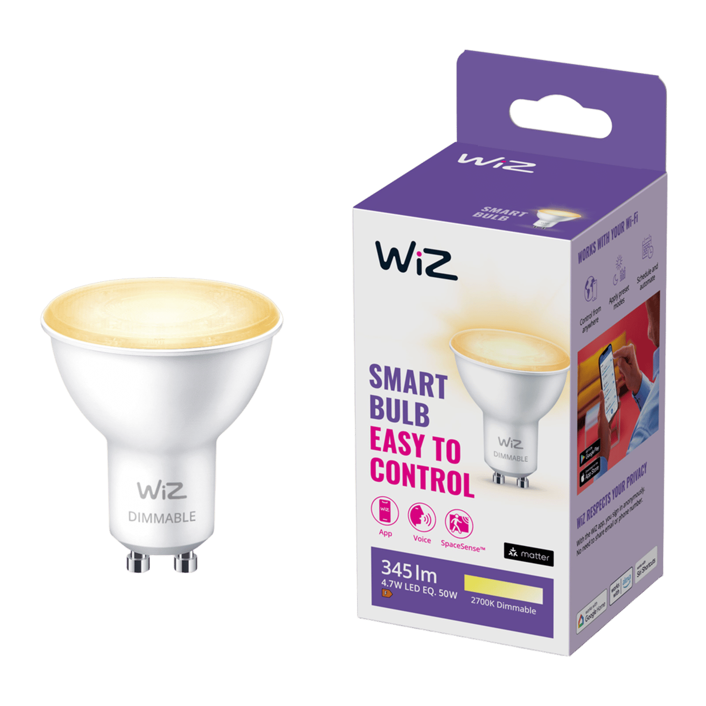 WiZ Varmvit GU10 Smart LED-lampa 345 lm