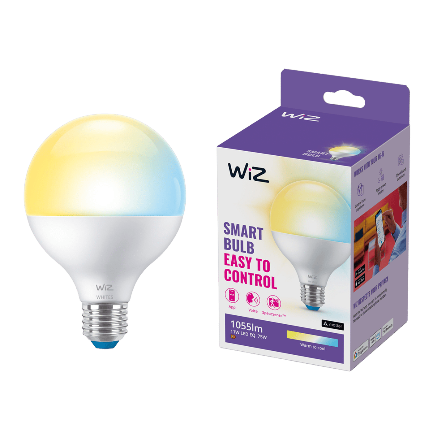 WiZ G95 Smart LED-lampa E27 1055 lm