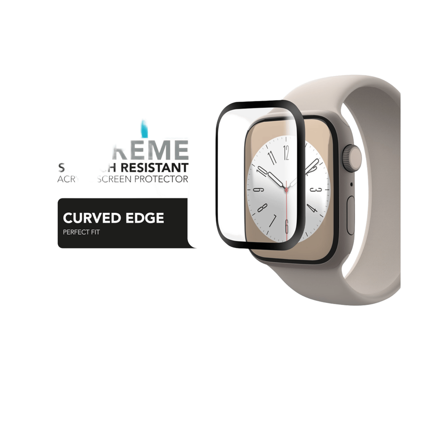 Linocell Elite Extreme Curved Skjermbeskytter for Apple Watch Series 7, 8 og 9 41 mm