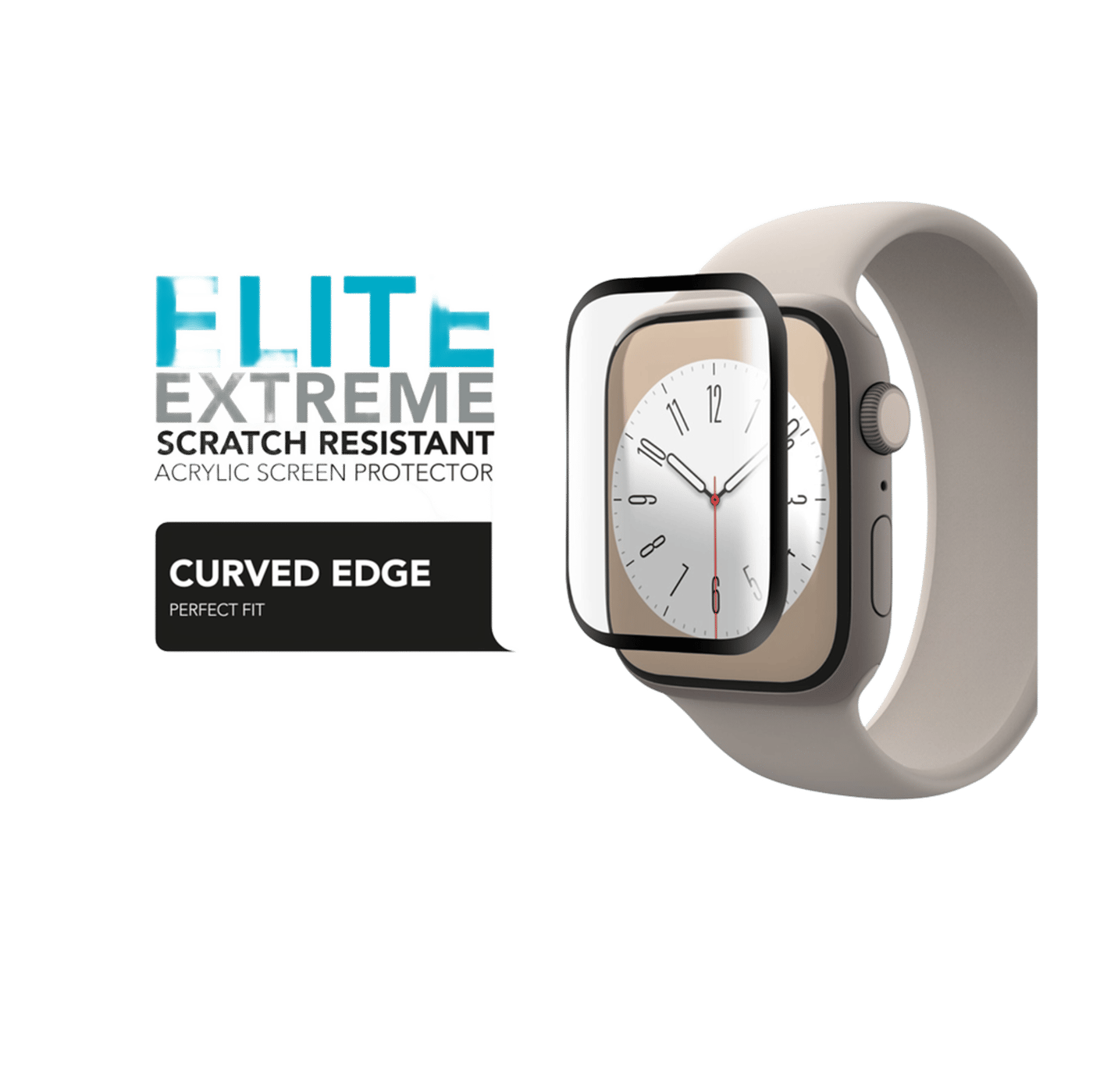 Linocell Elite Extreme Curved Skjermbeskytter for Apple Watch Series 7, 8 og 9 45 mm