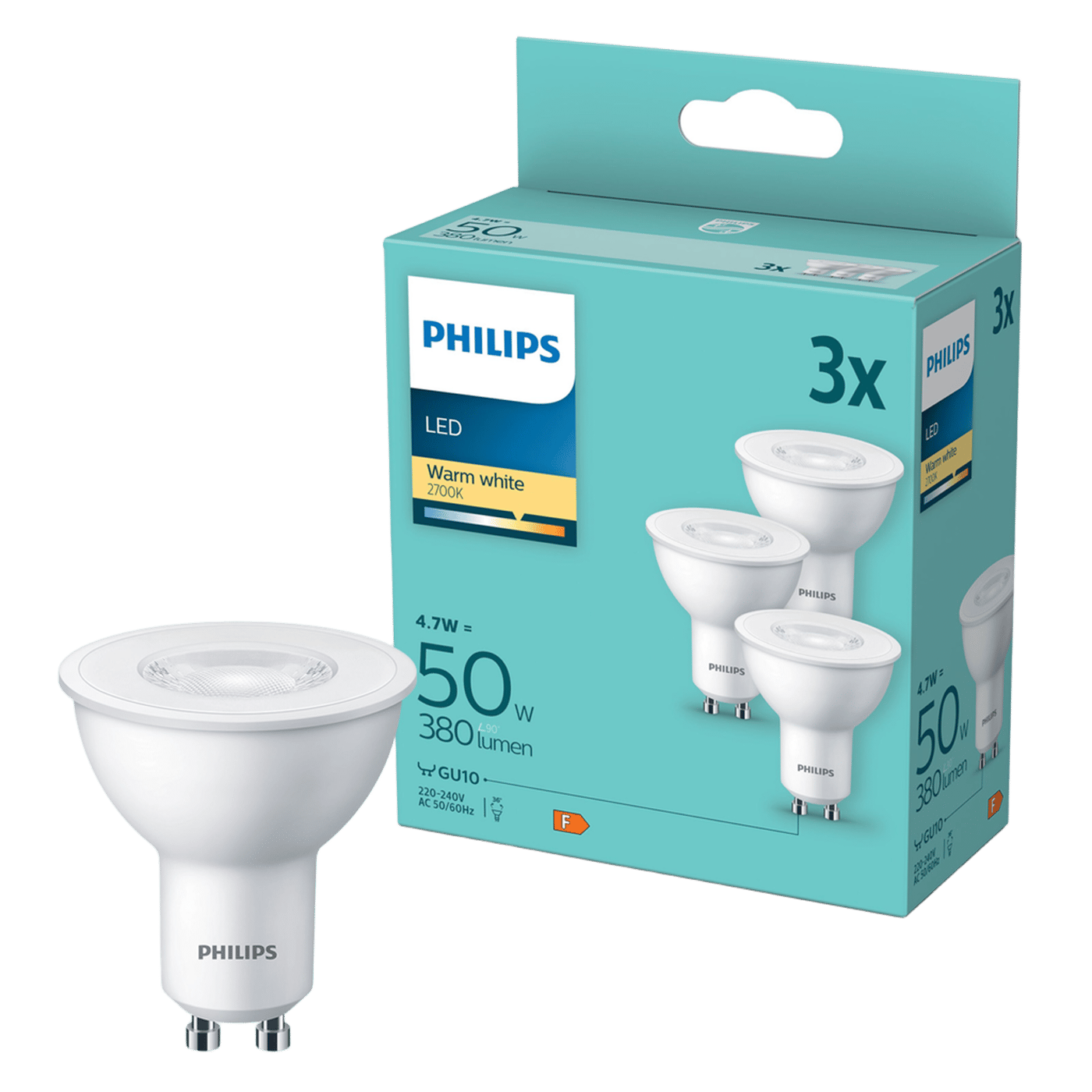 Philips LED-lampa GU10 380 lm 3-pack