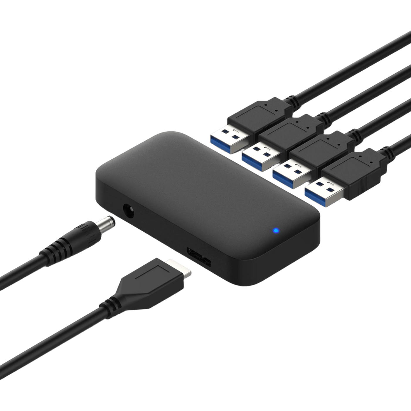 Plexgear USB 5 Gb/s-hub med strømforsyning, 4-veis