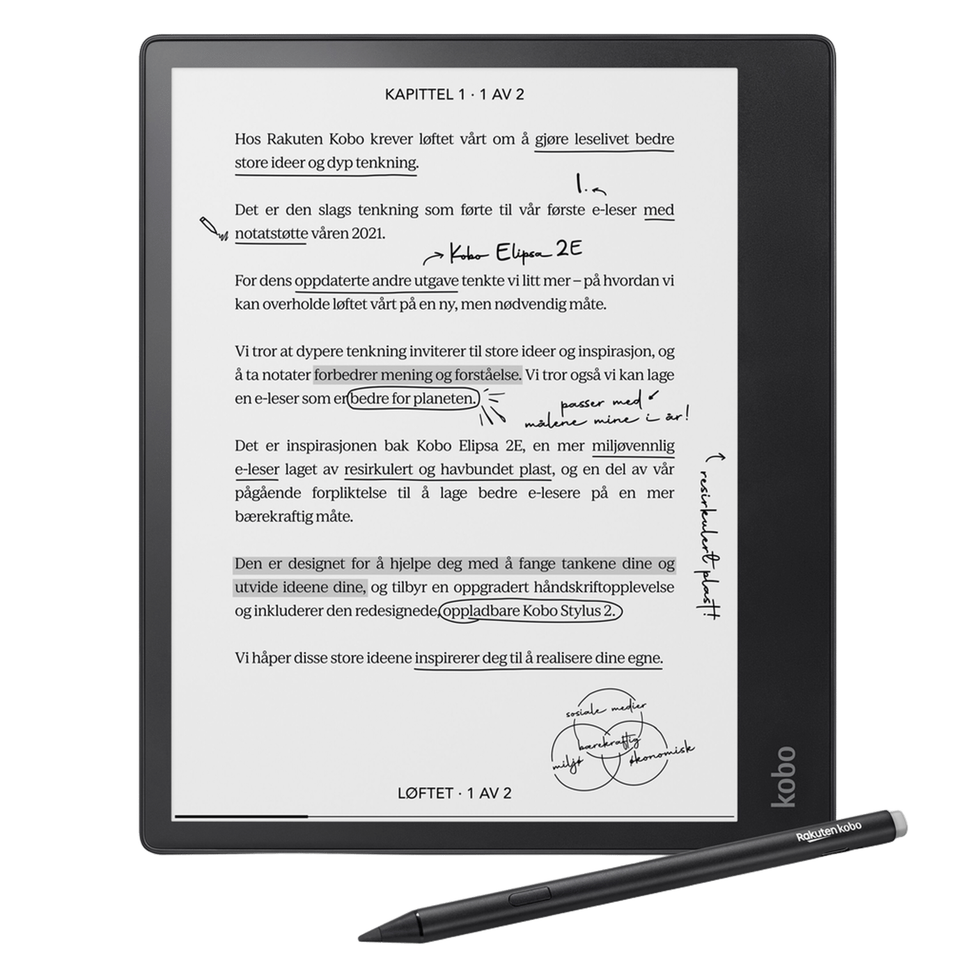 Kobo Notebook Elipsa 2E med Kobo Stylus 2