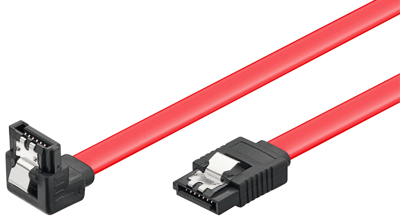 SATA 6 Gb/s-kabel med lås, vinklad/rak 0,3 m