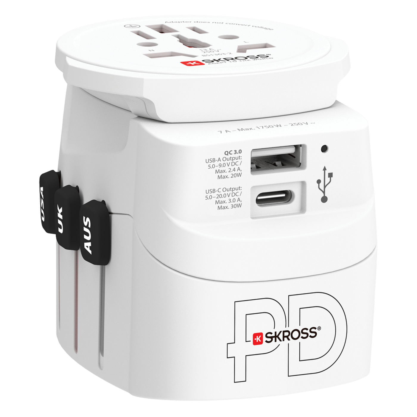 Skross Jordad reseadapter Universal med USB-uttag