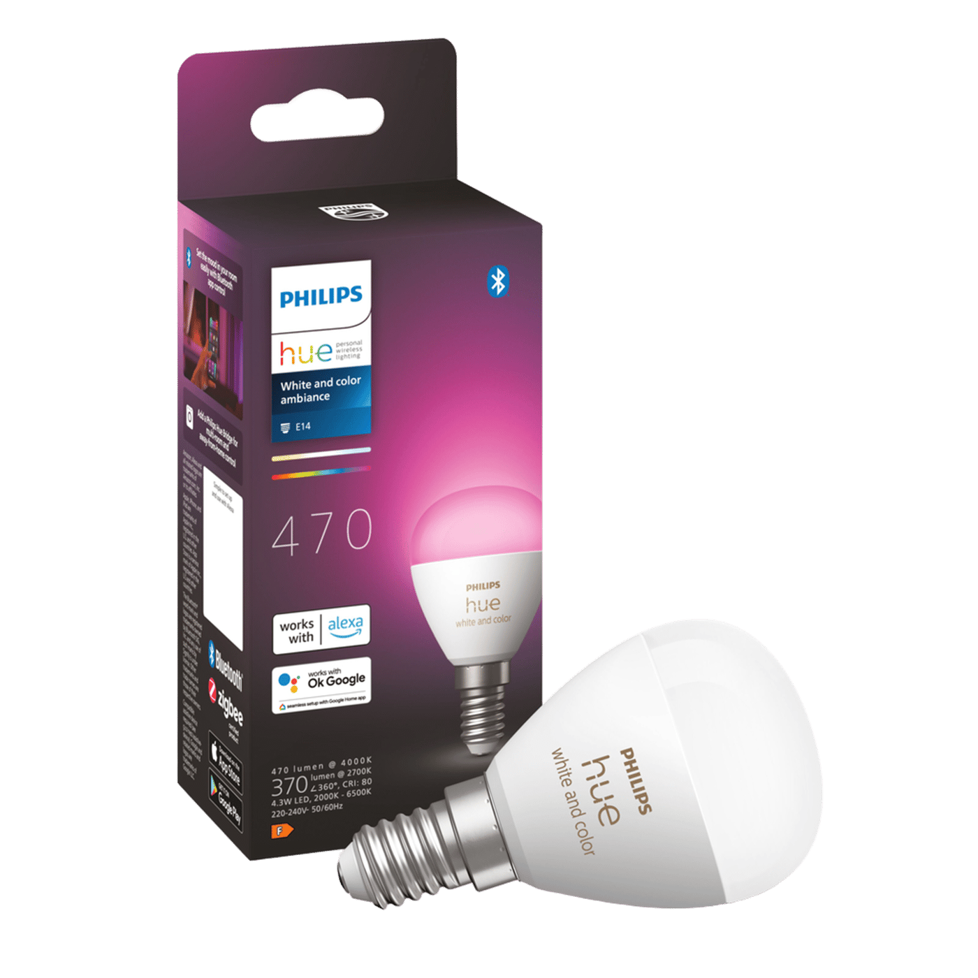 Philips Hue Luster Klotlampa White and Color Ambiance E14 470 lm
