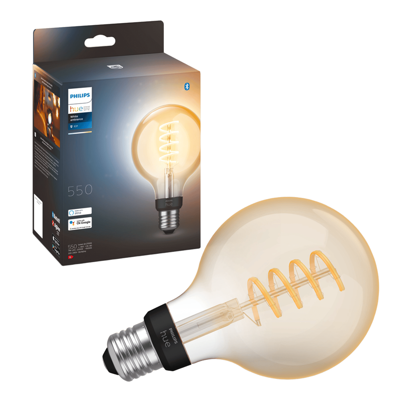 Philips Hue Filament G93 E27 Smart LED-pære 550 lm