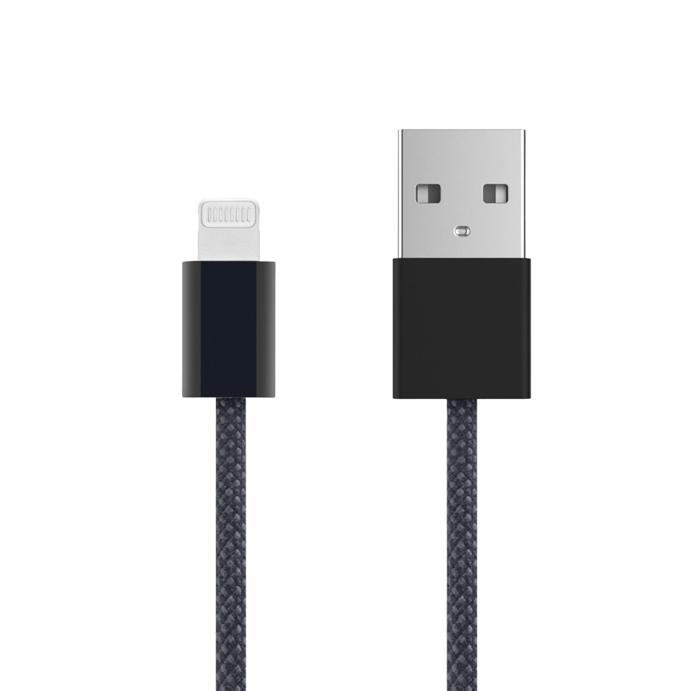 Linocell Flätad USB-A- till Lightning-kabel Svart 2 m