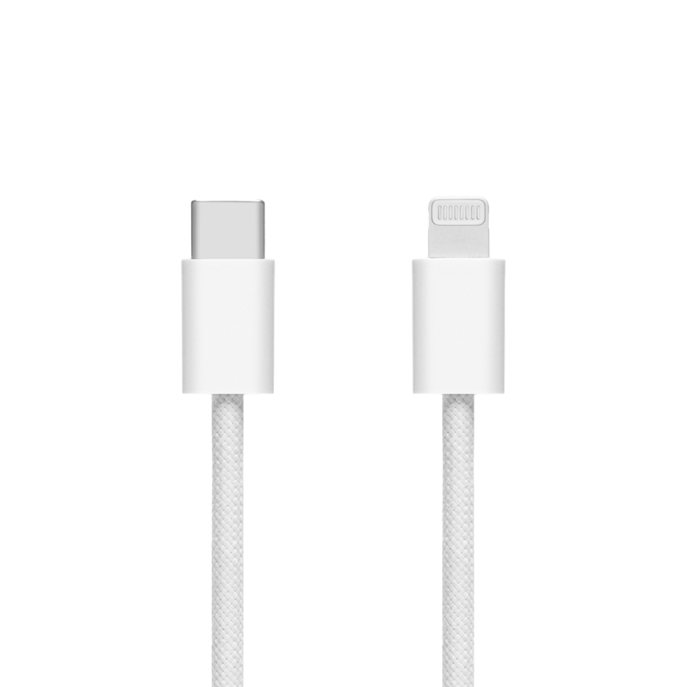 Linocell Flätad USB-C- till Lightning-kabel Vit 2 m