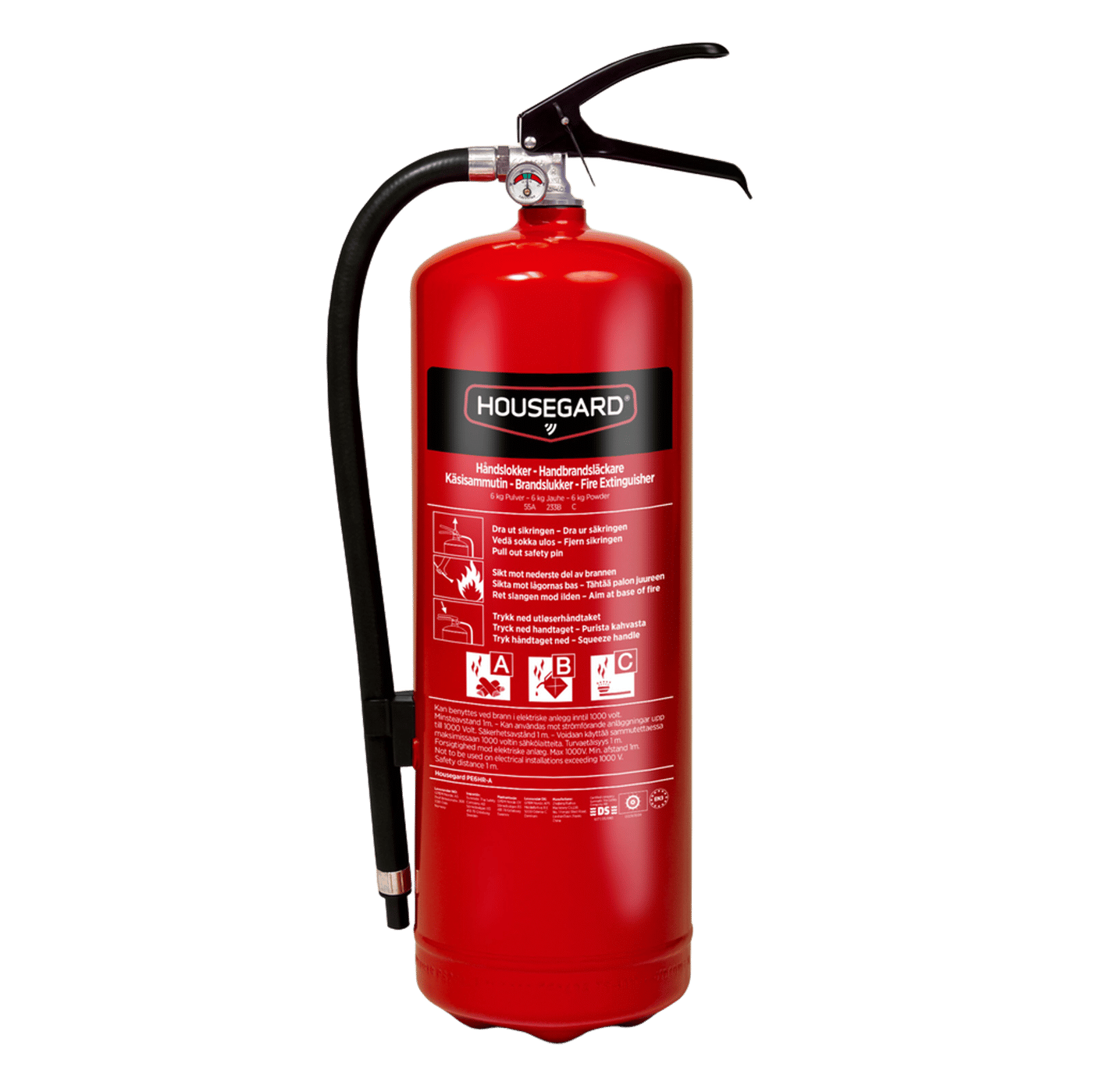 Housegard Brannslukker med pulver 6 kg - Rød
