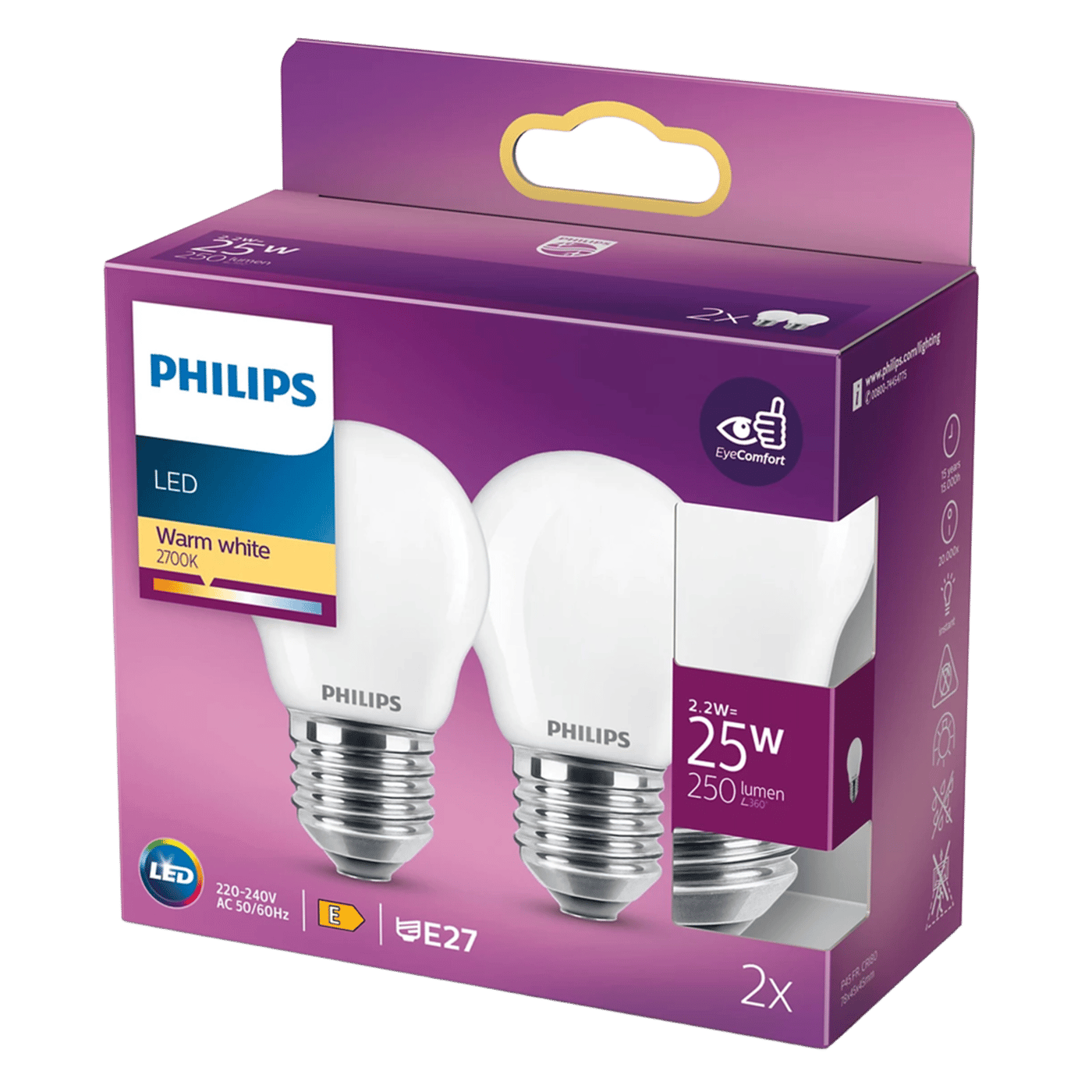 Philips Philips LED-lampa klot frostad E27 250 lm 2-pack