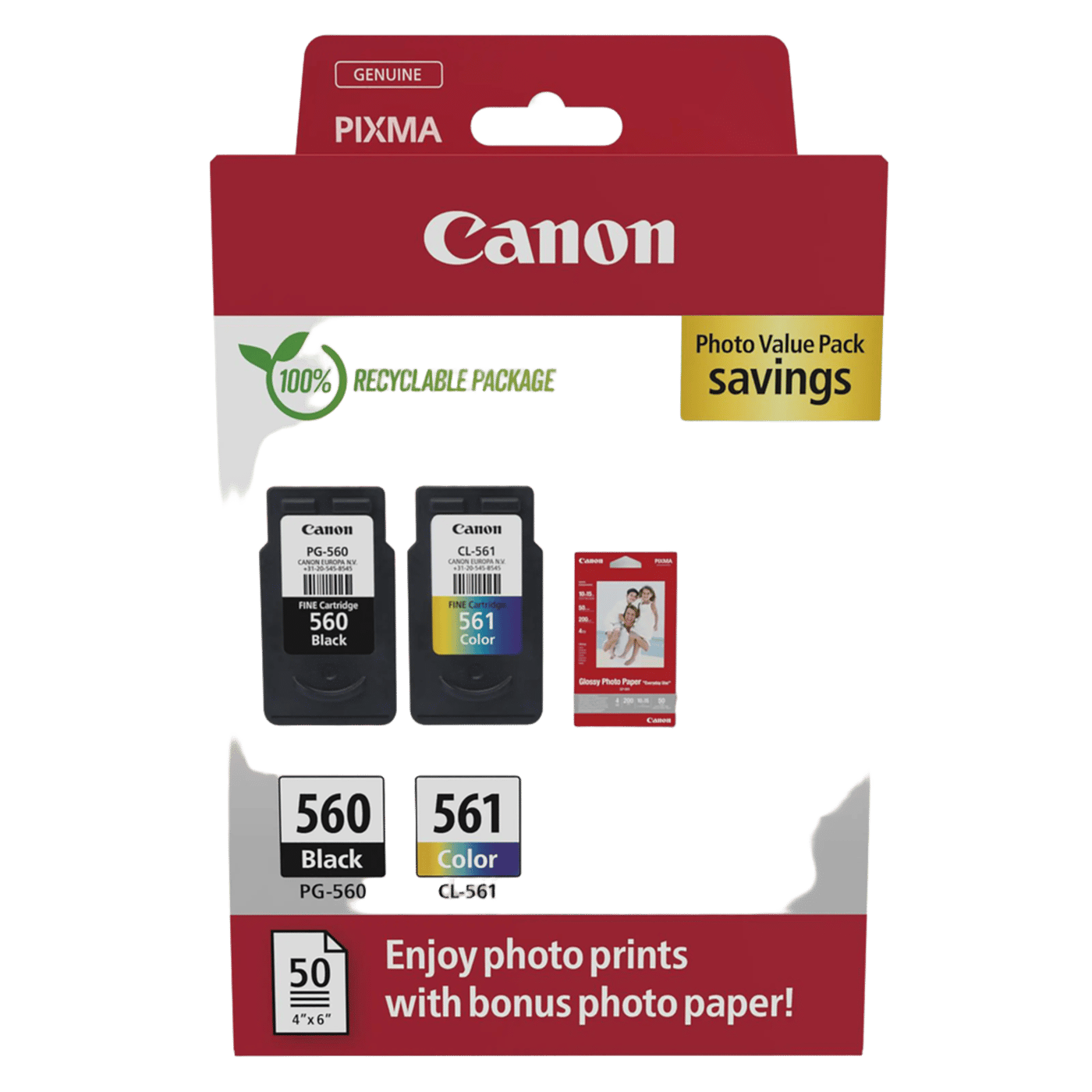 Canon PG-560 och CL-561 Bläckpatron 2-pack med fotopapper
