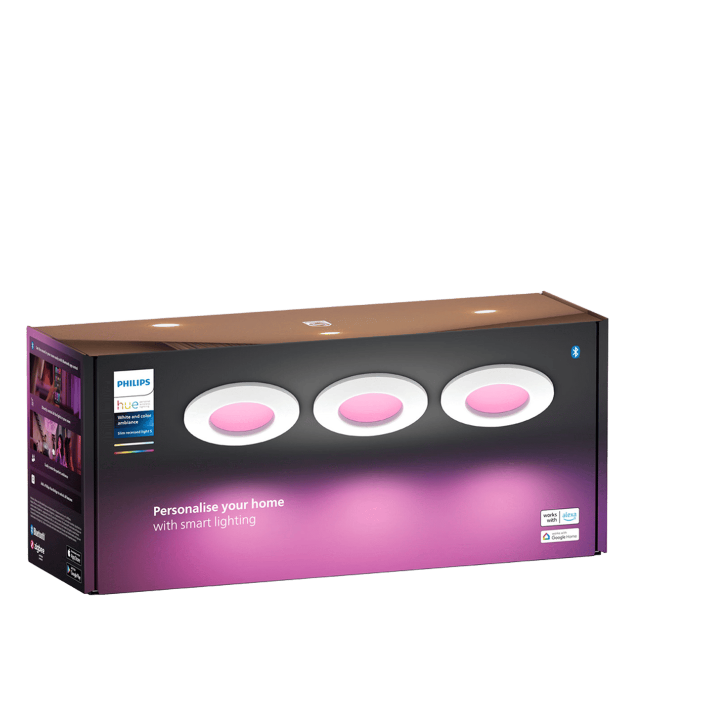 Philips Hue Slim infälld belysning Ø90 mm 3-pack Vit