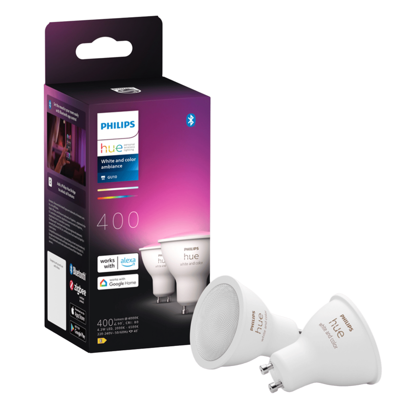 Philips Hue White and Color Ambiance Smart LED-lampa GU10 400 lm 2-pack