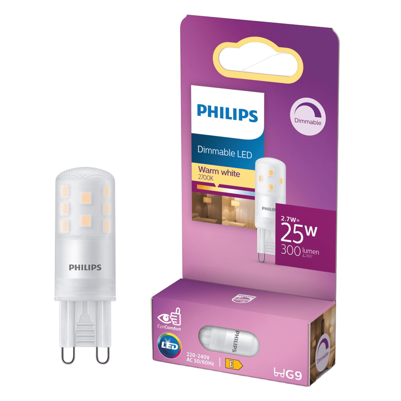 Philips LED-lampa G9 300 lm