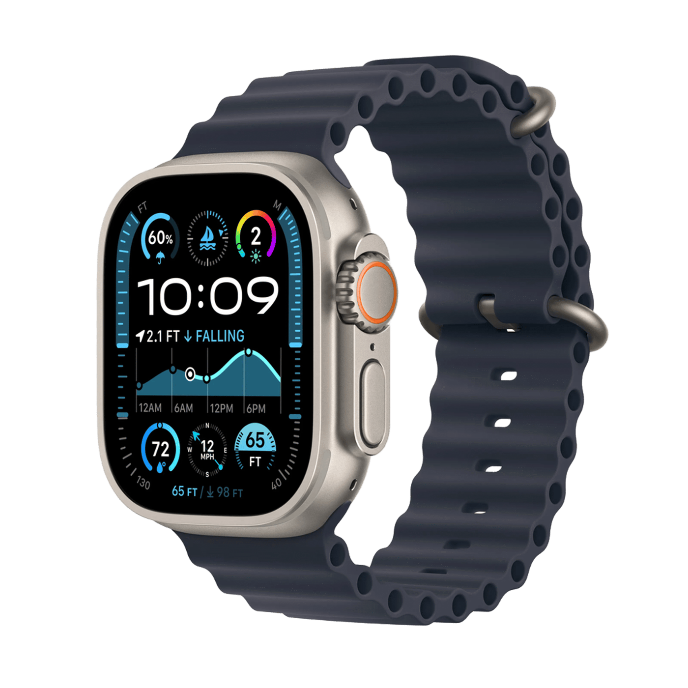 Apple Watch Ultra 2 GPS + Cellular Natural Titanium Case med Navy Ocean band