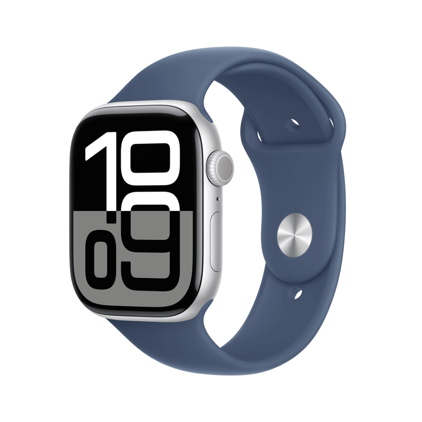 Apple Watch Series 10 GPS 46 mm Silver Case med Denim Sport band M/L