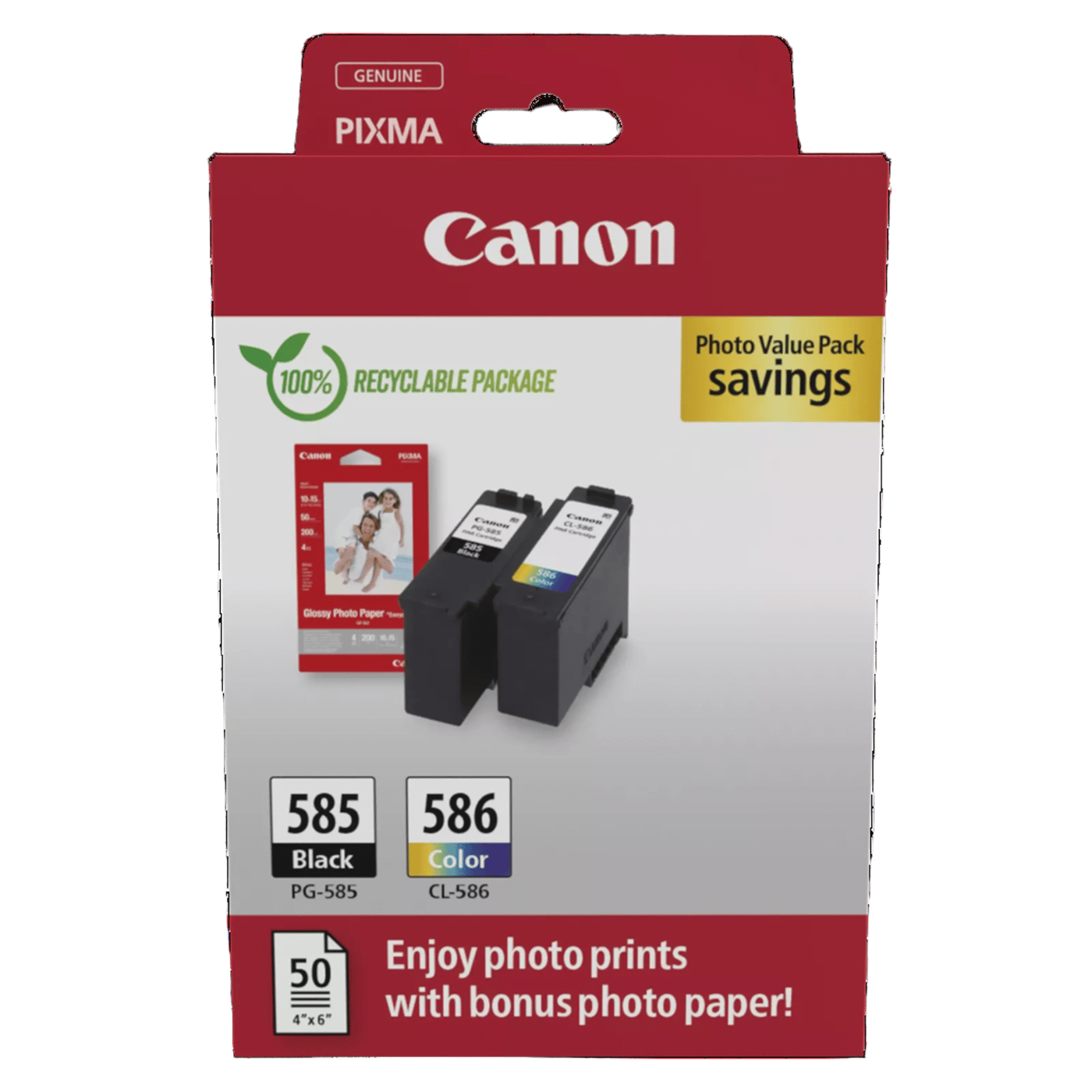 Canon PG-585/CL-586 värdepaket med bläckpatroner och fotopapper
