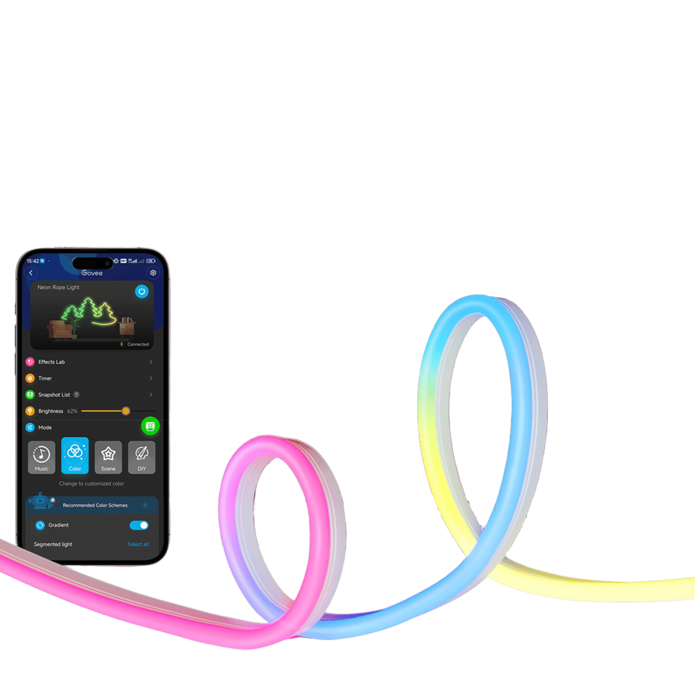 Govee Neon Rope Light 2 – böjbar RGBIC-ljusslinga 3 m