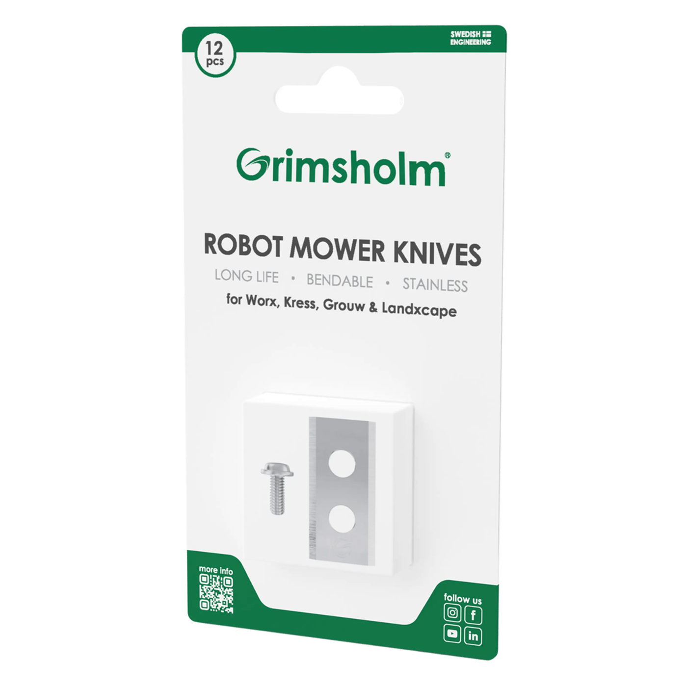 Grimsholm Robotgräsklipparknivar till Worx Landroid 12-pack