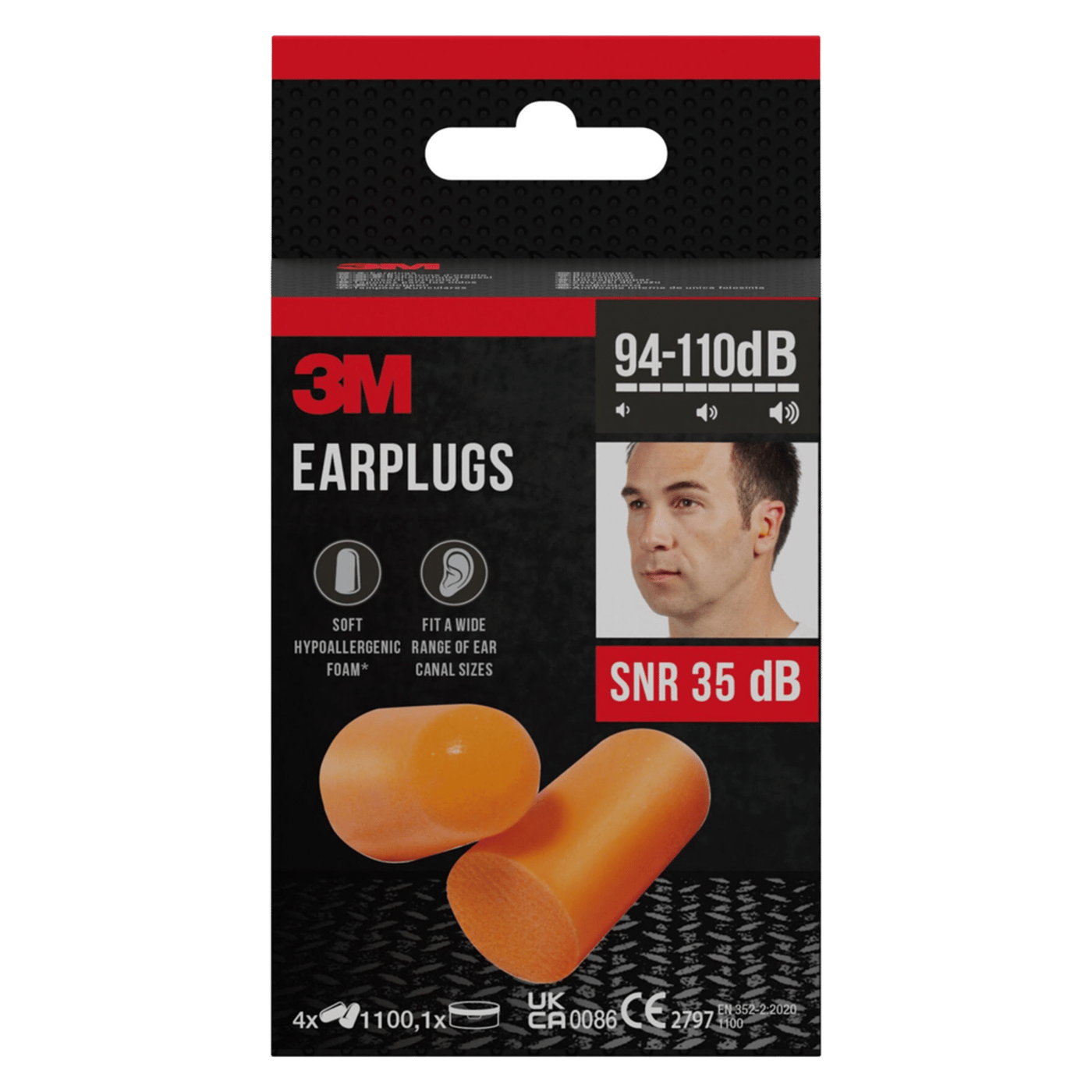3M Hörselproppar 1100 med förvaringsask Orange