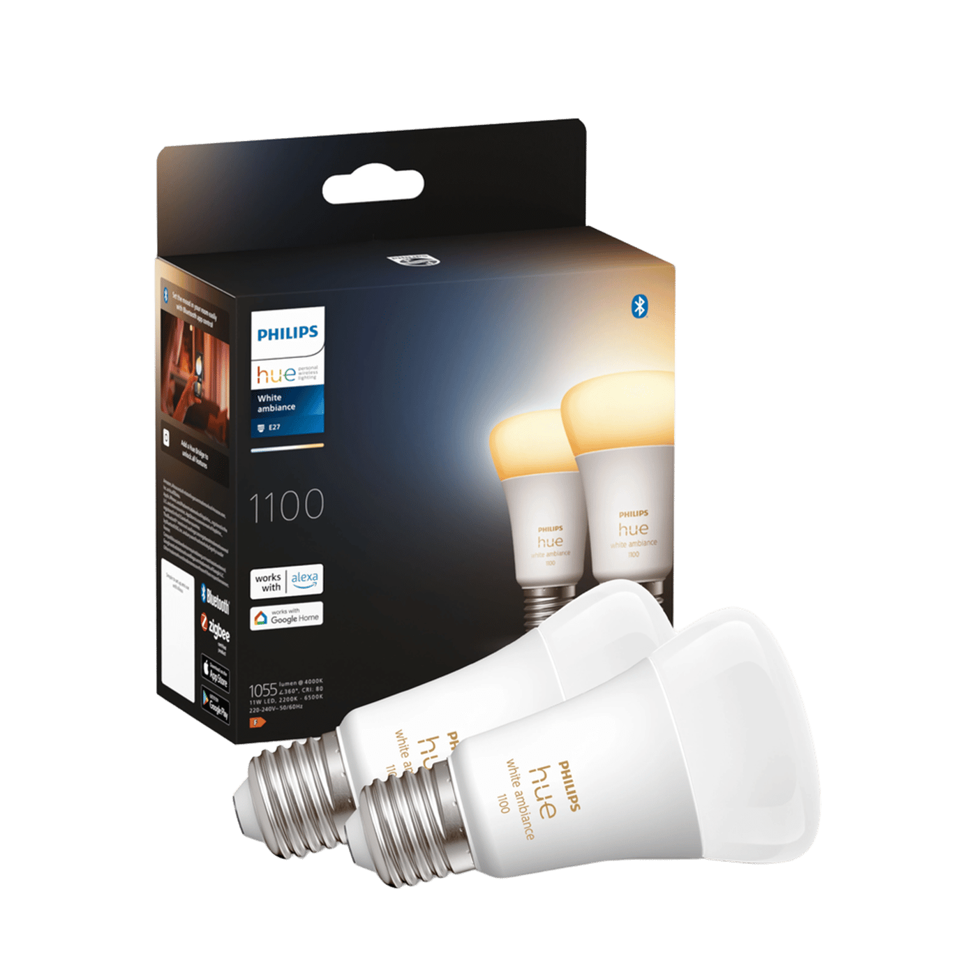 Philips Hue Ambiance Smart LED-pære E27 1100 lm 2-pack