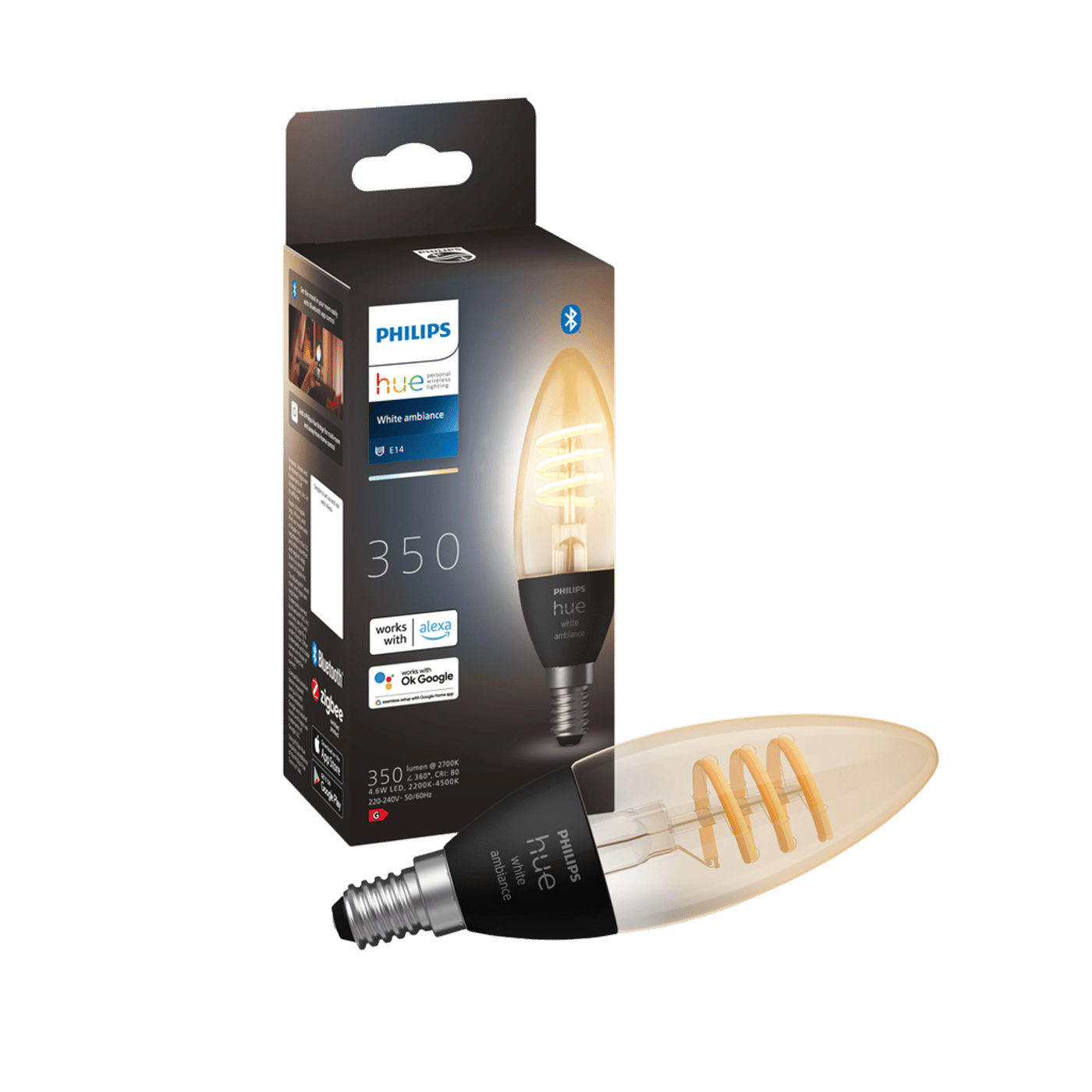 Philips Hue White Ambience Filament Smart LED-lampa E14 350 lm