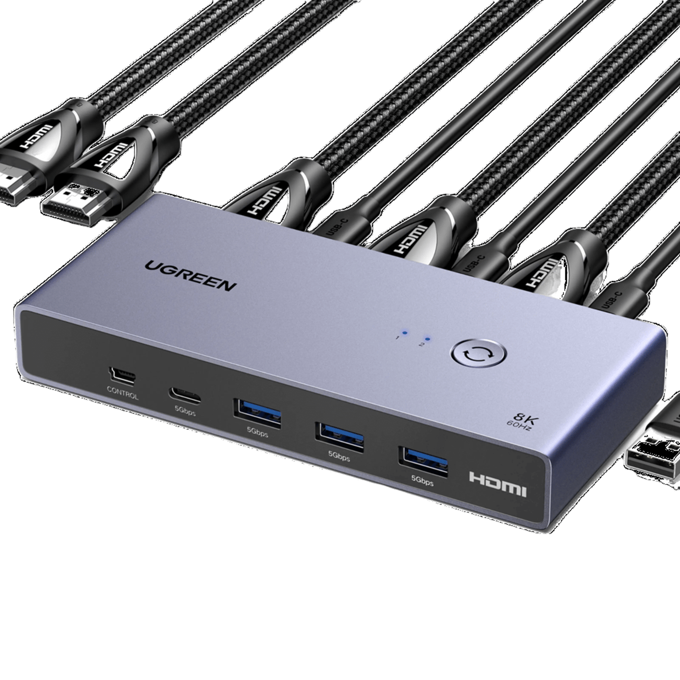 Ugreen 8K HDMI KVM-switch for 2 datamaskiner
