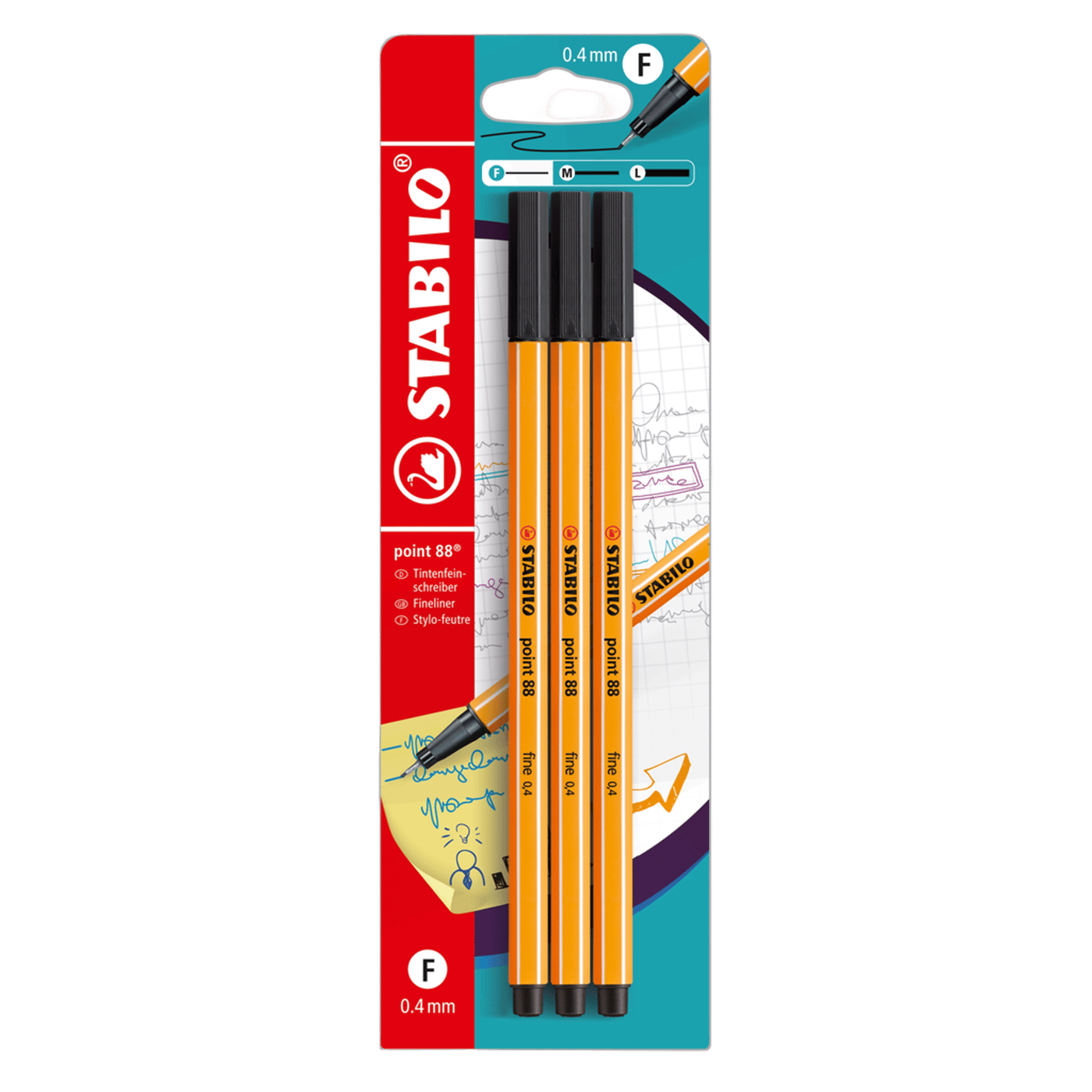 Stabilo Point 88 fineliner 0,4 mm 3-pack