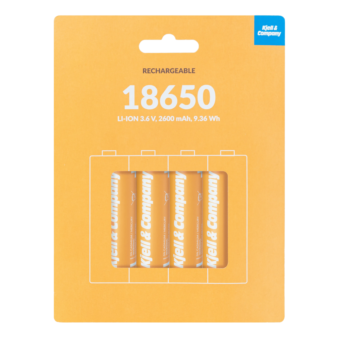 Kjell & Company 18650 Li-ion-batteri 3,6 V 2600 mAh 4-pack