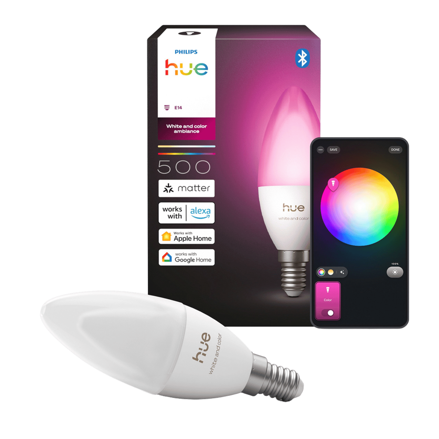 Philips Hue White and Color Ambiance kronljus E14 1-pack