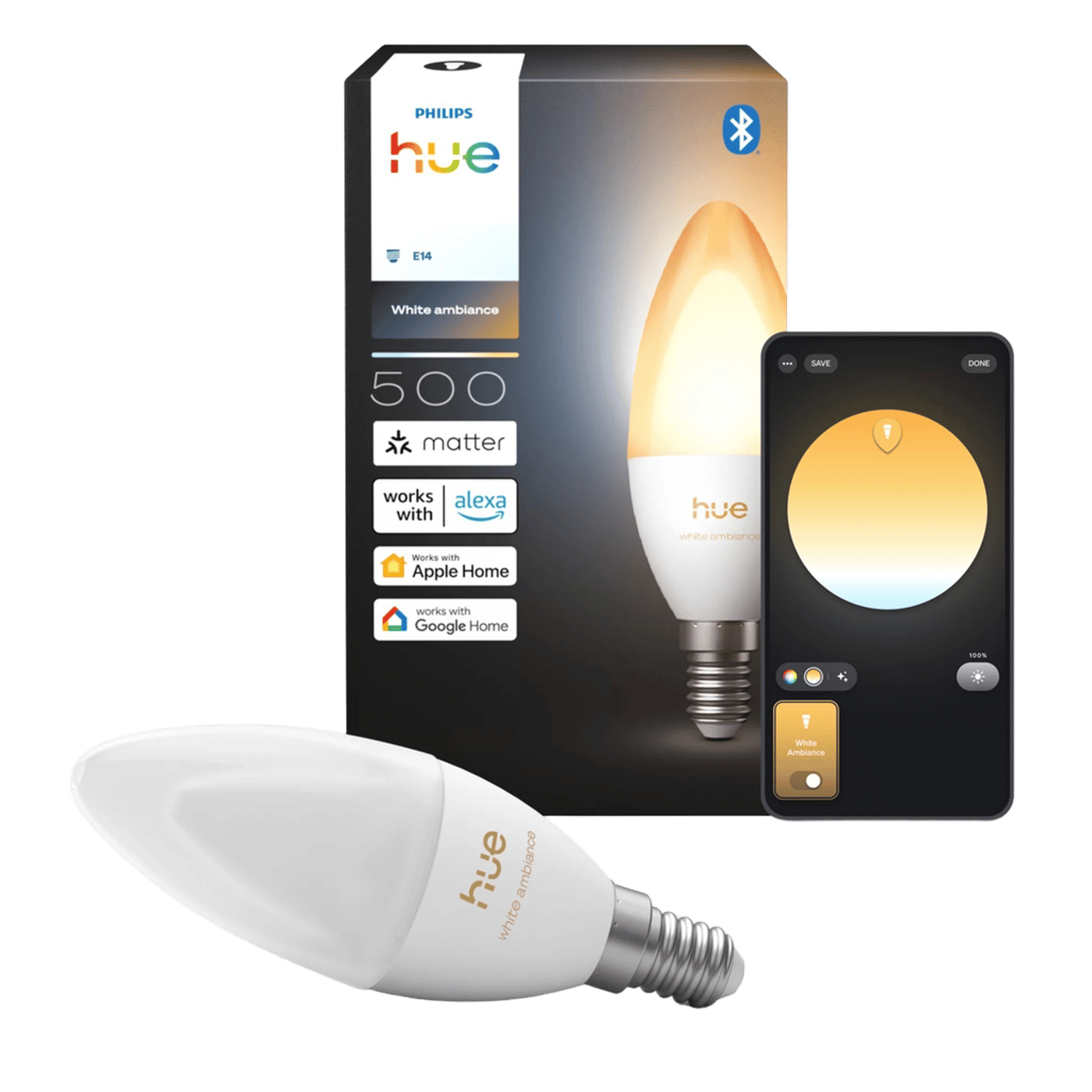 Philips Hue White Ambiance kronljuslampa E14 1-pack
