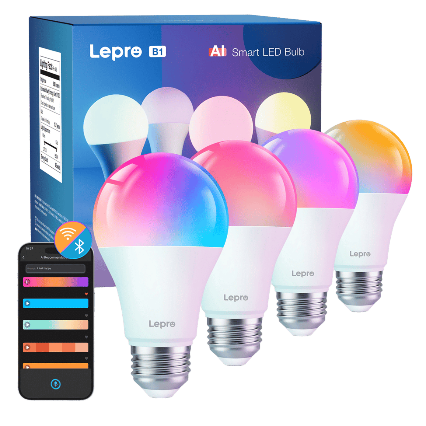 Lepro B1 AI Smart Bulb E27 4-pack