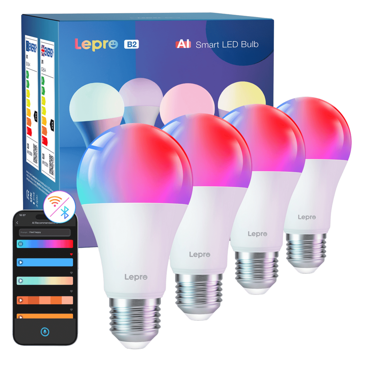 Lepro B2 AI Smart LED-lampa E27 4-pack