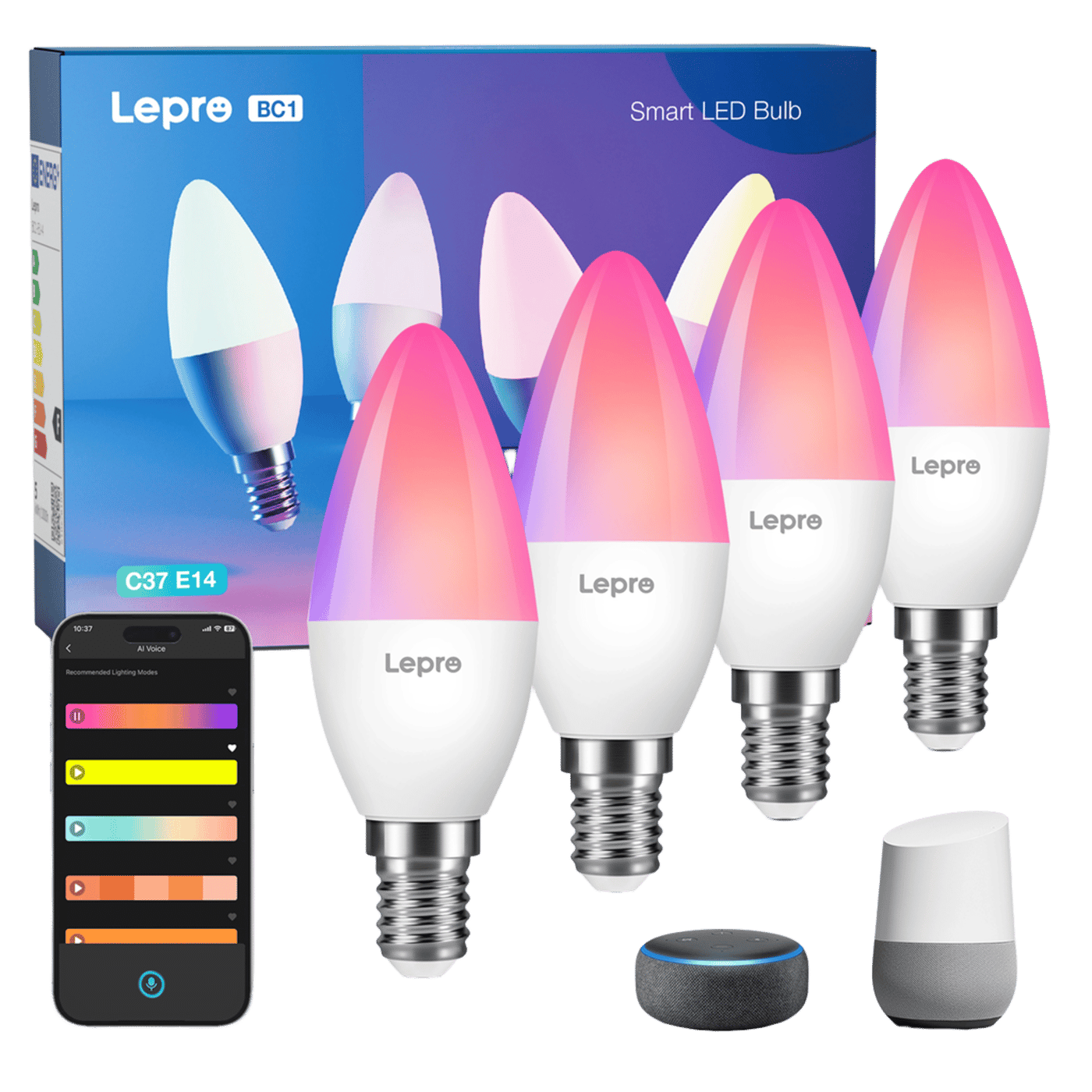 Lepro BC1 AI Smart Bulb E14 4-pack