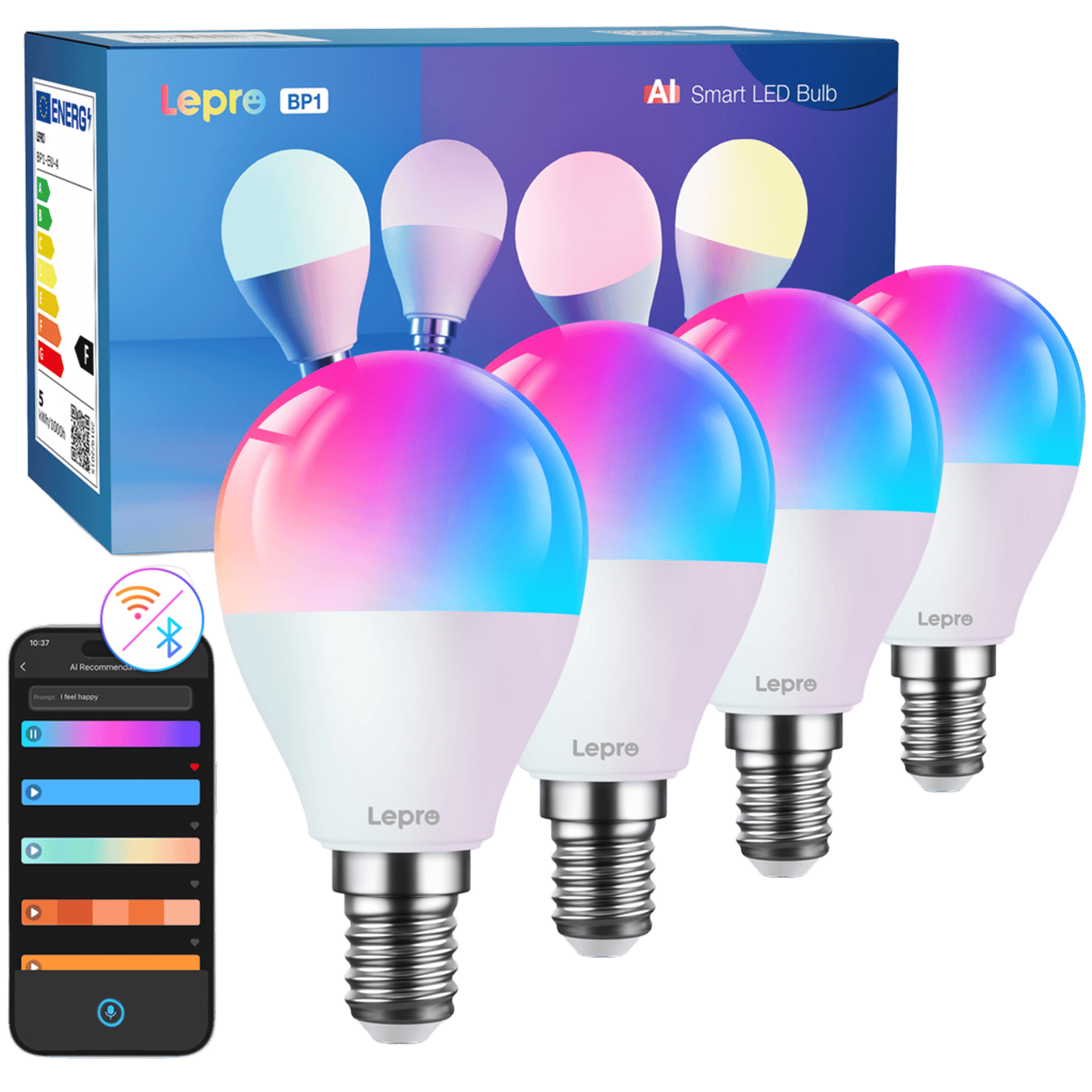Lepro BP1 AI Smart Bulb E14 4-pk.