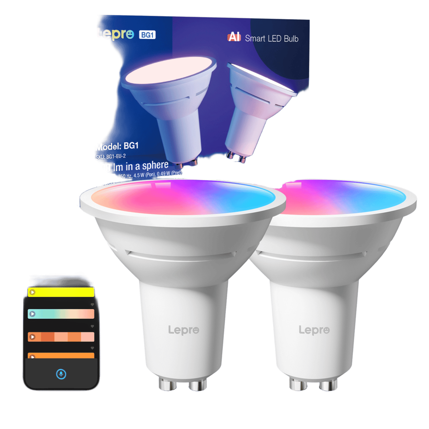 Lepro BG1 AI Smart Bulb GU10-lampa 2-pack